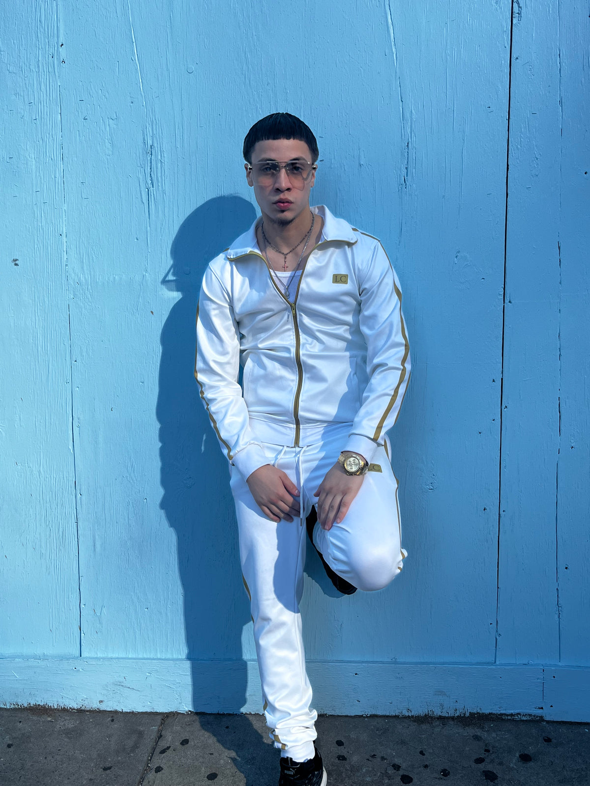LOVE COUTURE — White & Gold Signature Tracksuit