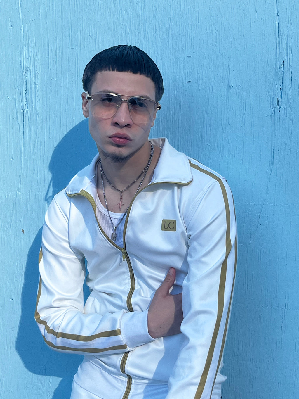 LOVE COUTURE — White & Gold Signature Tracksuit