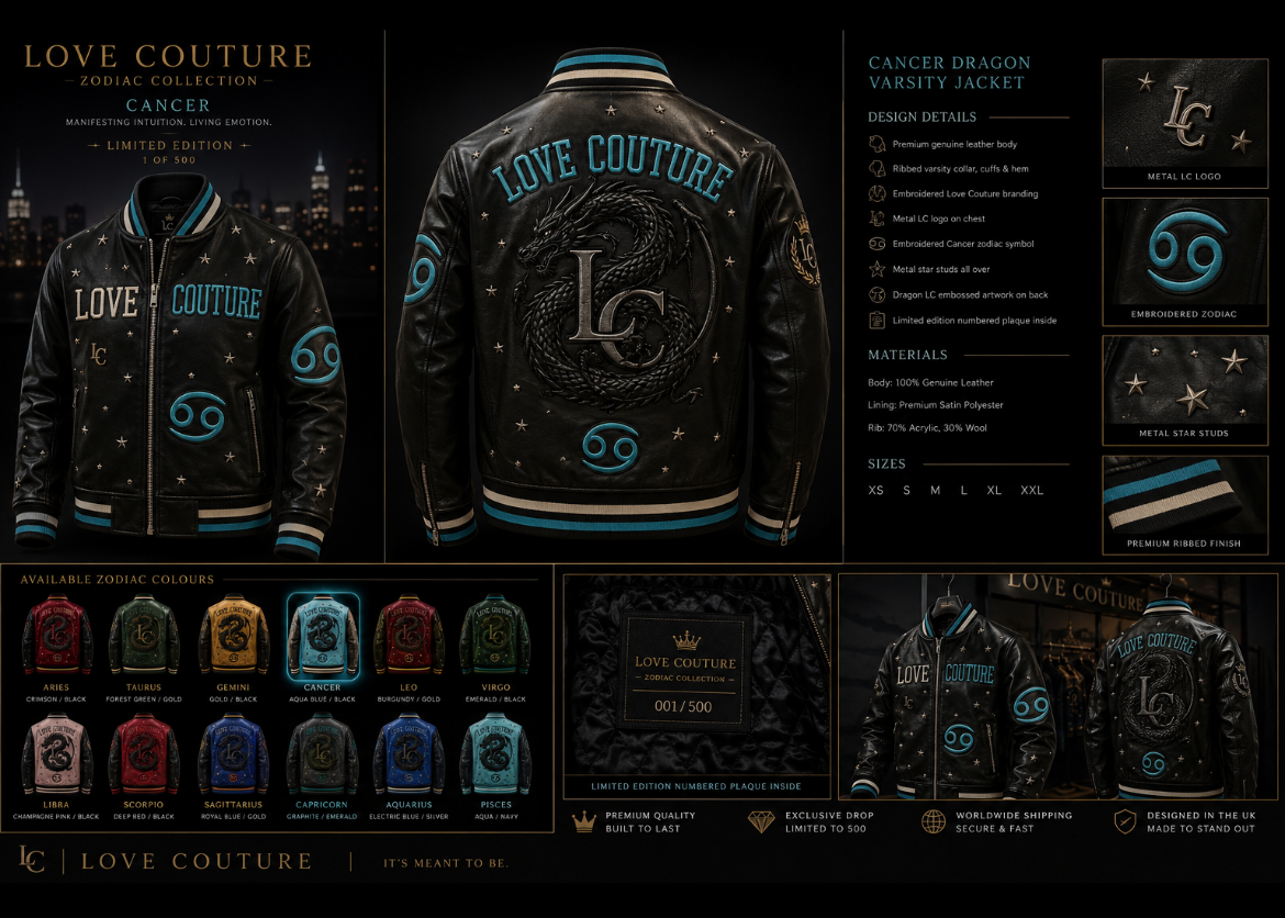 Love Couture Cancer Dragon Varsity Jacket