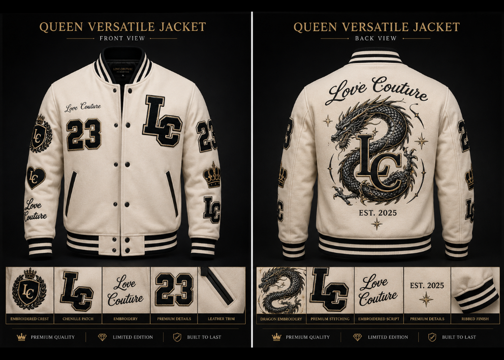 Love Couture “Queen Versatile” Varsity Jacket (Cream Edition)