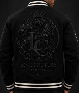 Love Couture “Queen Versatile” Varsity Jacket (Black Edition)