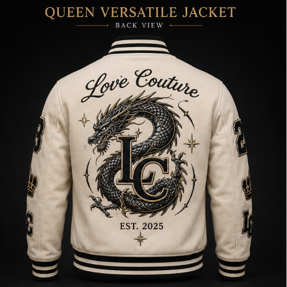 Love Couture “Queen Versatile” Varsity Jacket (Cream Edition)